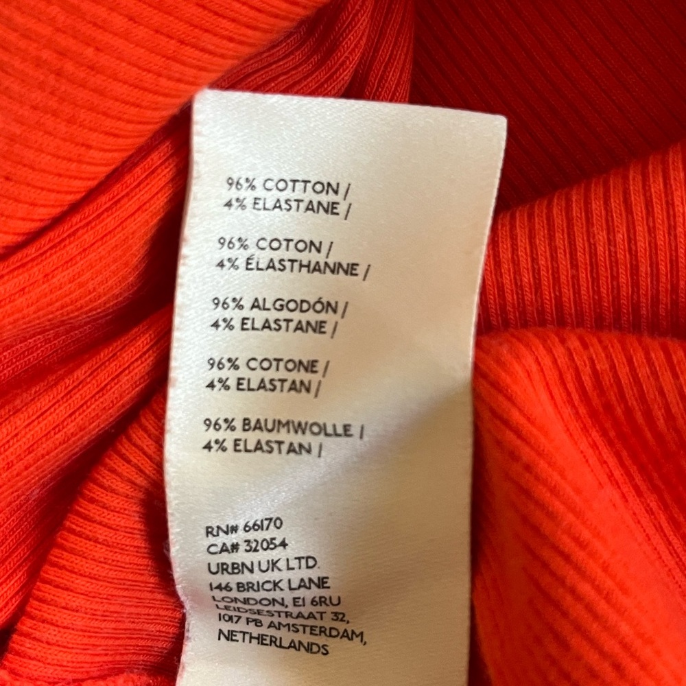 Maeve from Anthropologie Women’s Ribbed Cropped Tank Top Size L Bright Orange - Picture 4 of 4